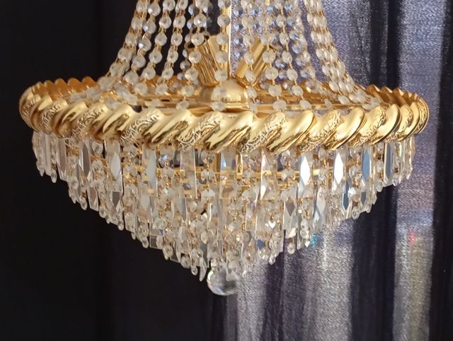 Lampara antigua bronce y cristal