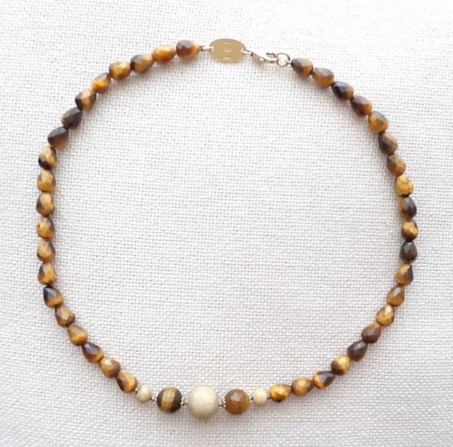 COLLANA GIROCOLLO IN OCCHIO DI TIGRE E ARGENTO