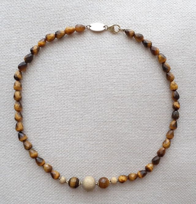 COLLANA GIROCOLLO IN OCCHIO DI TIGRE E ARGENTO