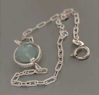 Pulsera, plata ley y aguamarina 
