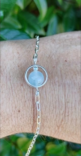 Pulsera, plata ley y aguamarina 