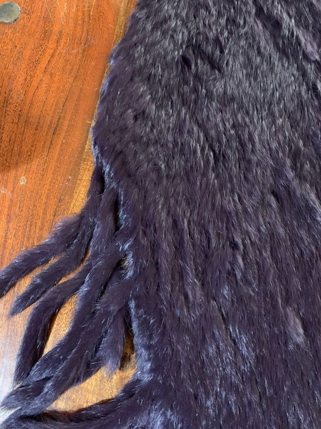 Poncho in lapin viola con frange