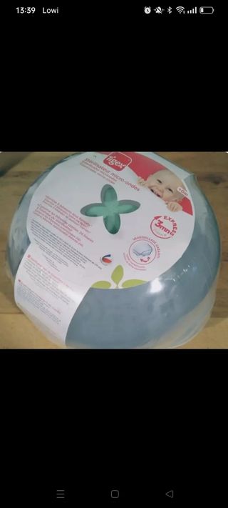 Esterilizador microondas precintado.