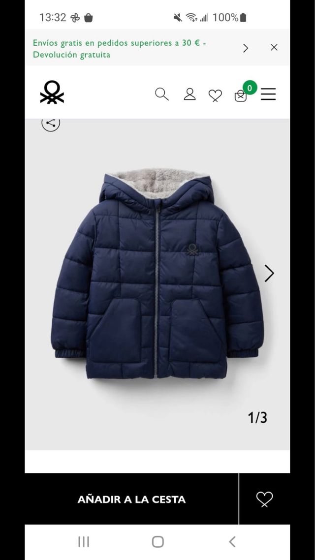 Abrigo niño nuevo Benetton