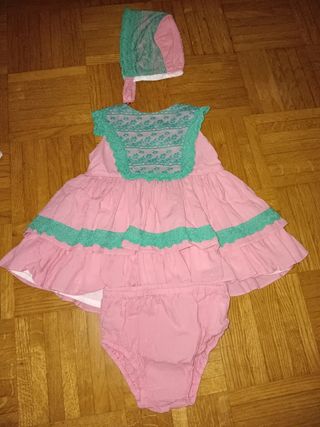 Vestido 3.piezas bebé niña