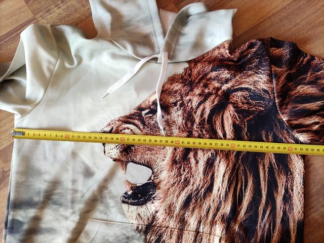 Felpa con cappuccio stampa Leone