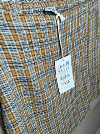 Minifalda cuadros tono mostaza