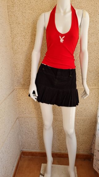 Minifalda negra tablas - Talla L