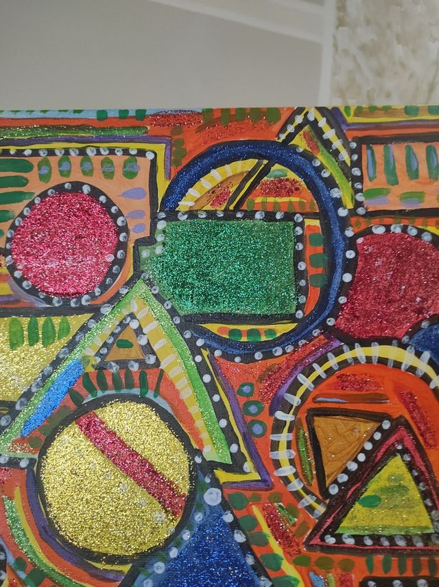 Quadro arte moderna acrilico con glitter