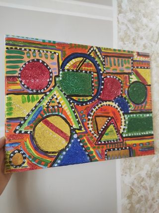 Quadro arte moderna acrilico con glitter