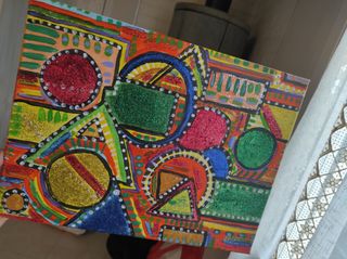 Quadro arte moderna acrilico con glitter