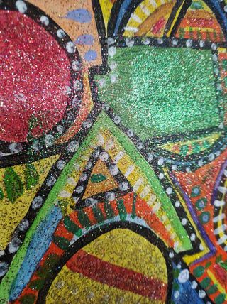 Quadro arte moderna acrilico con glitter