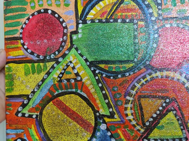 Quadro arte moderna acrilico con glitter