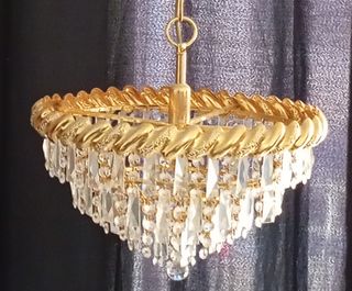 Lampara antigua bronce y cristal