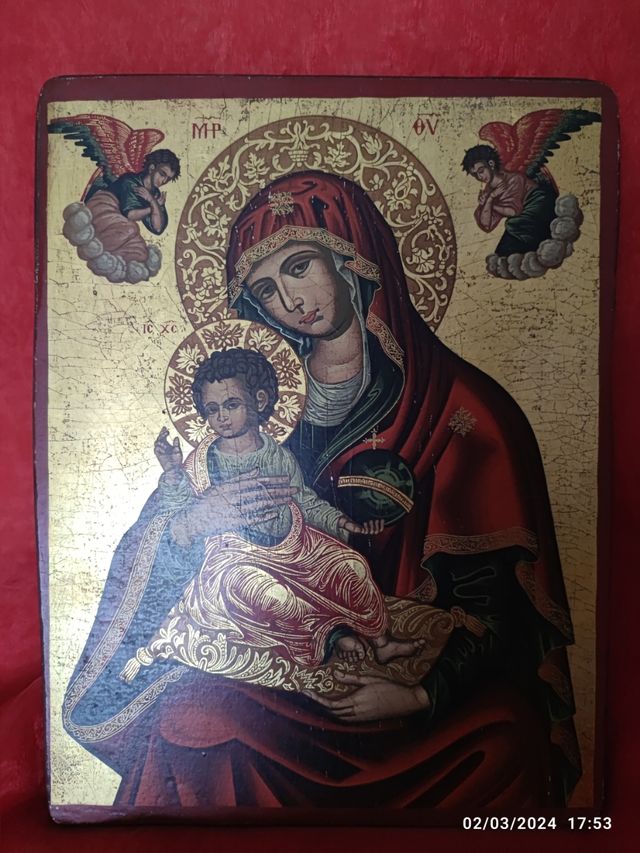 Icono antiguo bizantino grande de madera