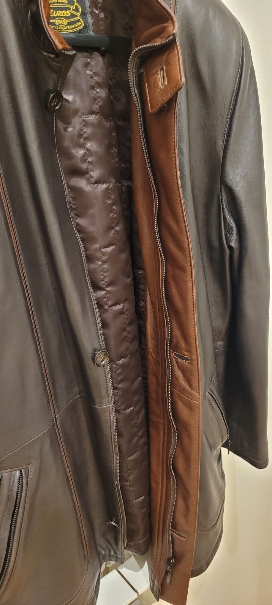 Abrigo cuero acolchado 3/4 caballero