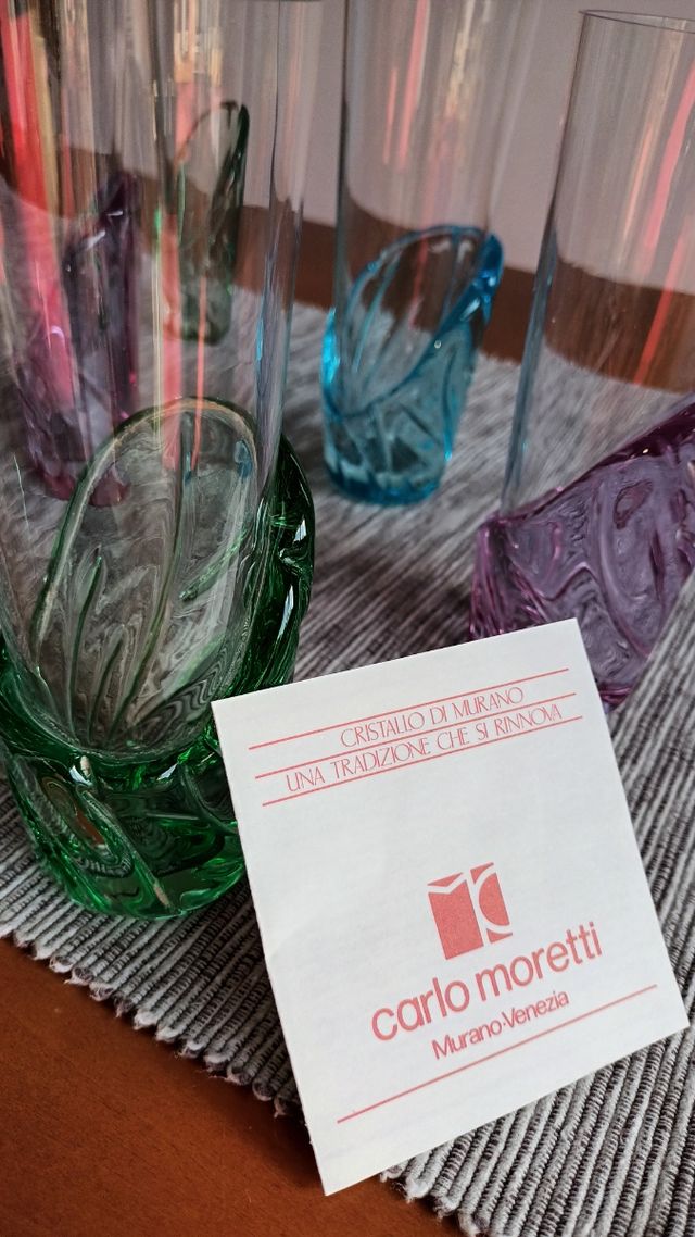 SET 5x BICCHIERI DI MURANO CARLO MORETTI rari 90