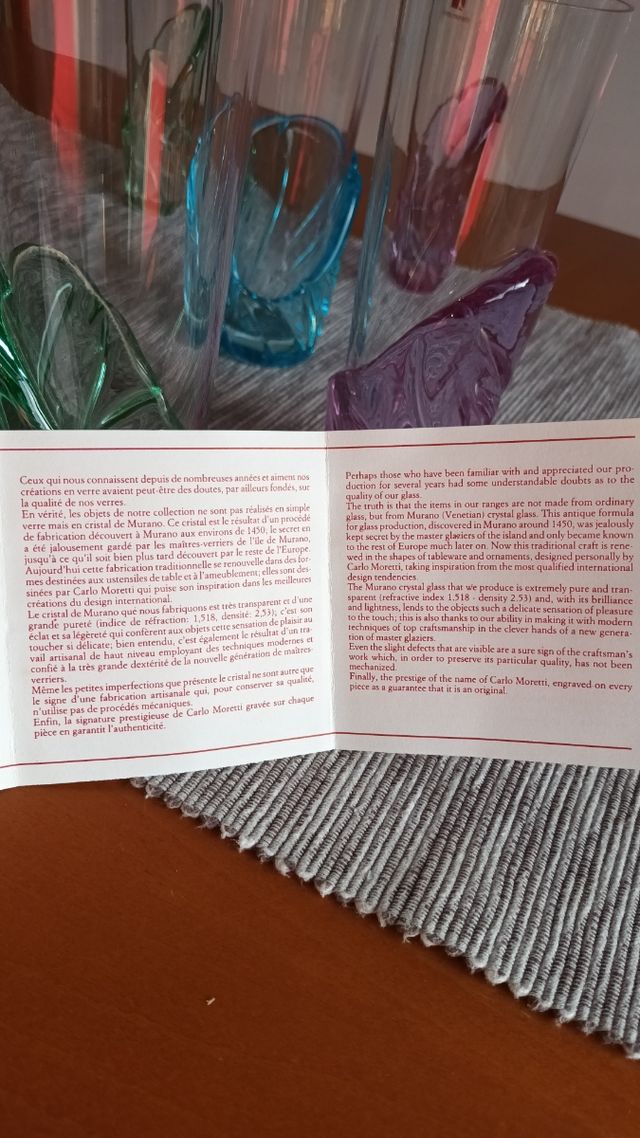 SET 5x BICCHIERI DI MURANO CARLO MORETTI rari 90