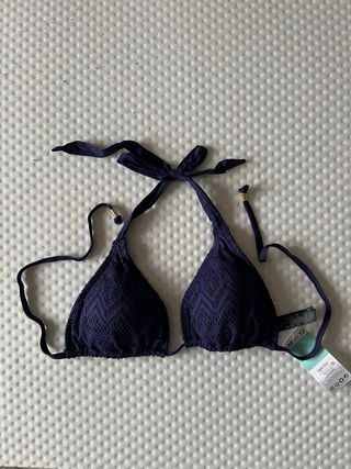 Top bikini morado efecto crochet