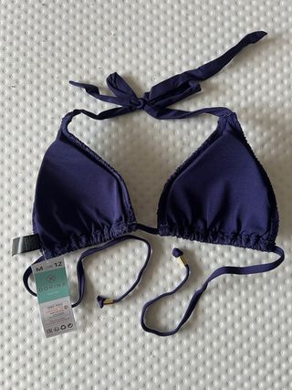 Top bikini morado efecto crochet