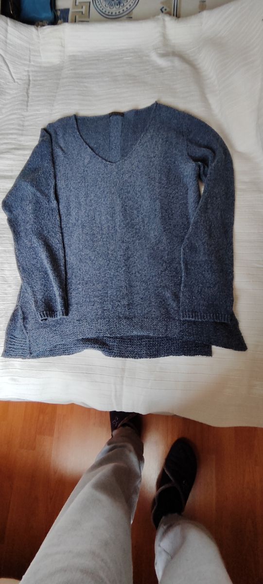 Jersei azul en pico mujer