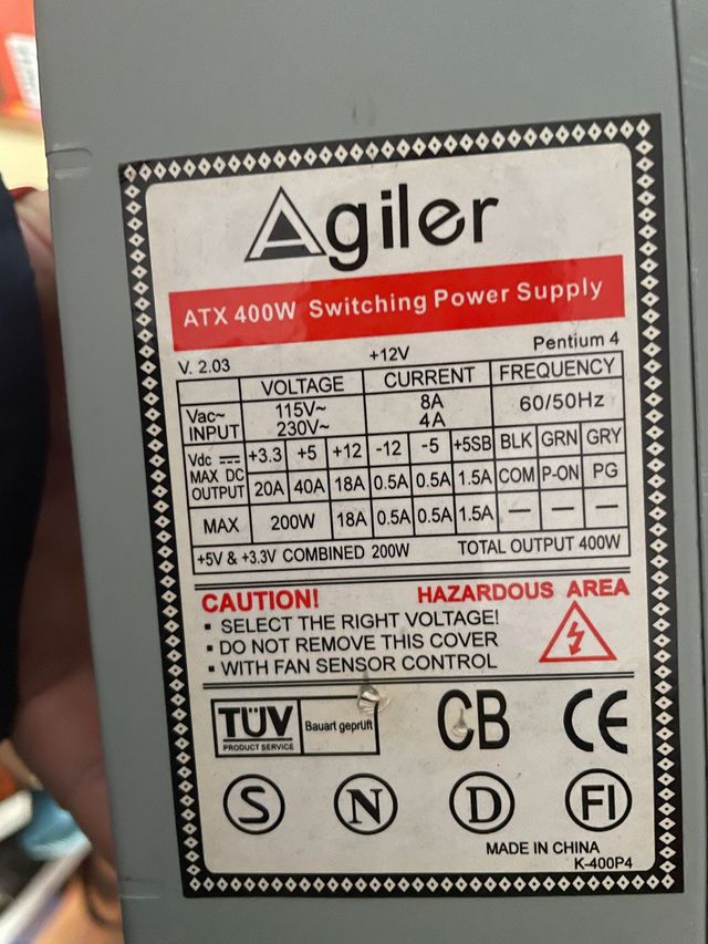 Fuente alimentación ordenador PC