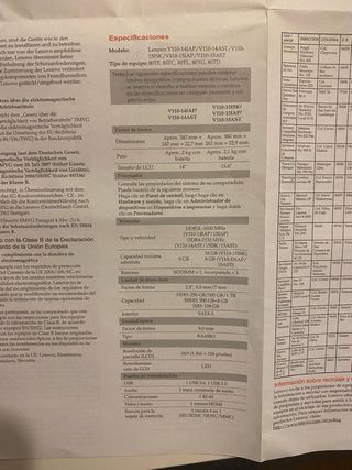 Ordenador portátil LENOVO V11015AST con maletin