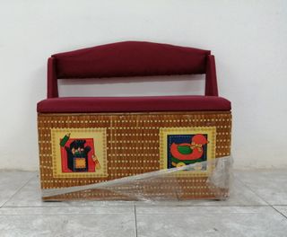 Baúl juguetero mimbre con asiento y respaldo