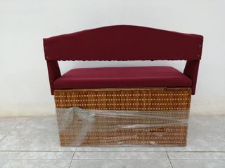 Baúl juguetero mimbre con asiento y respaldo