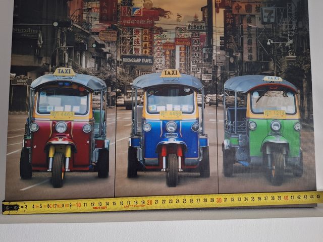 Cuadro triptico tuk tuks tailandeses