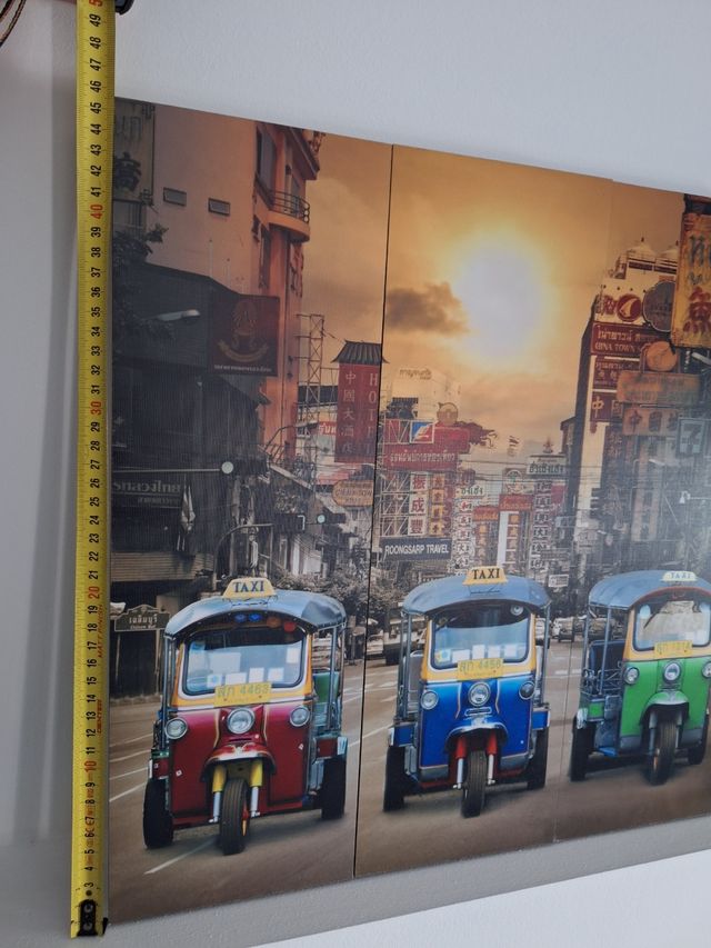 Cuadro triptico tuk tuks tailandeses