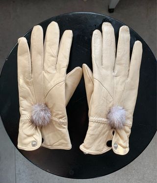 Guantes de polipiel - 2 pares (beis y naranja)