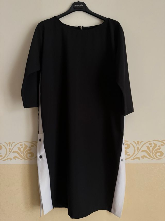 Vestito nero e bianco a sacchetto donna Revise