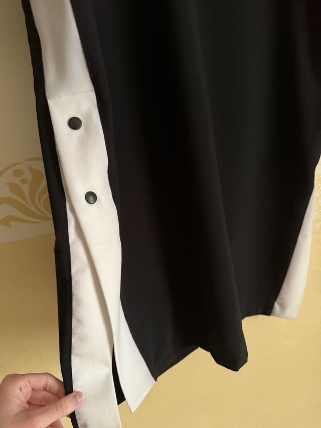 Vestito nero e bianco a sacchetto donna Revise