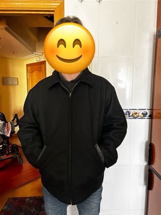 Cazadora piel negra hombre 