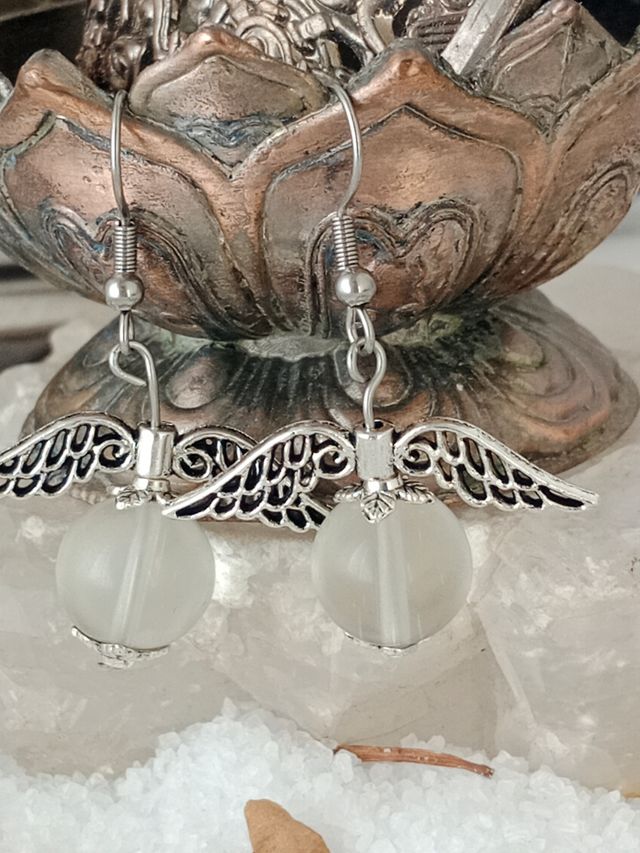 Pendientes de acero inoxidable alas