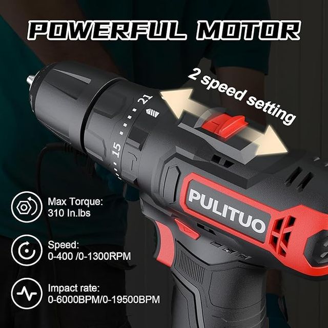 PULITUO Trapano Avvitatore Batteria 12V