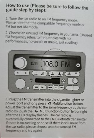 Transmisor FM Bluetooth 5.3 para coche, 48W (36+12