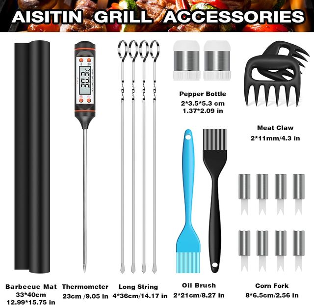 AISITIN Set Barbecue di Attrezzi,25pcs di Accessor