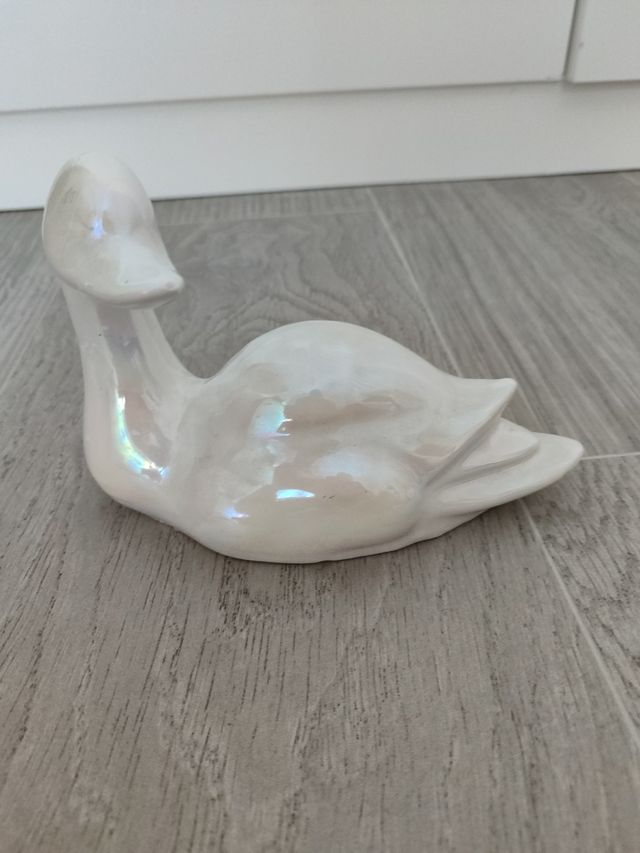Pato blanco cerámica esmaltada