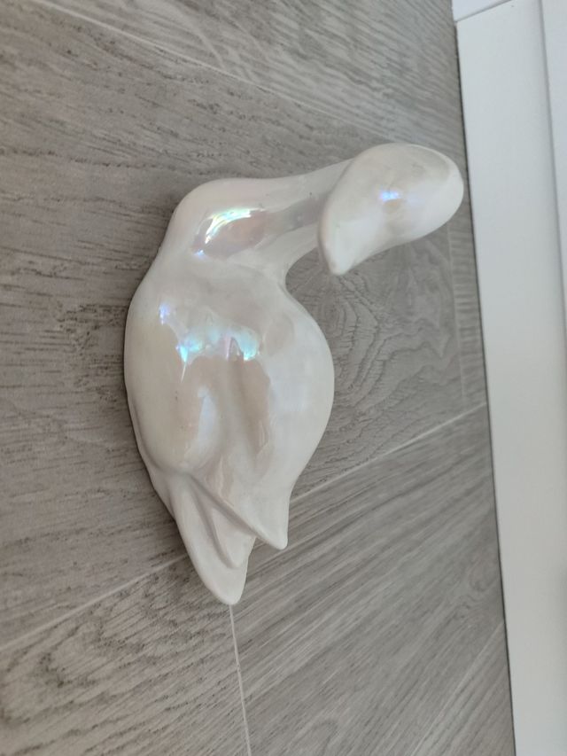 Pato blanco cerámica esmaltada