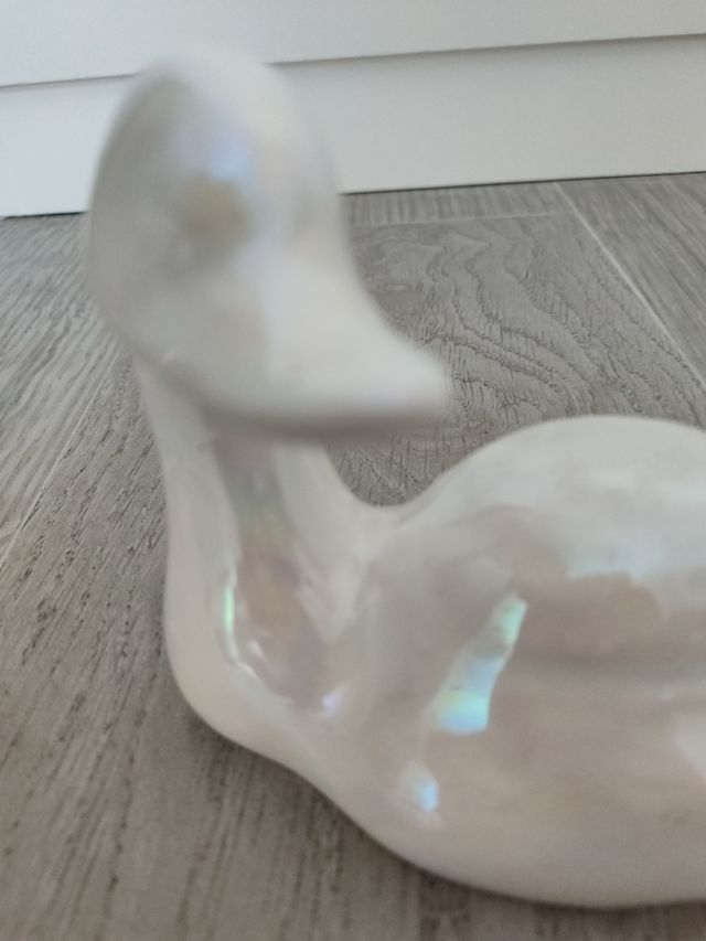 Pato blanco cerámica esmaltada