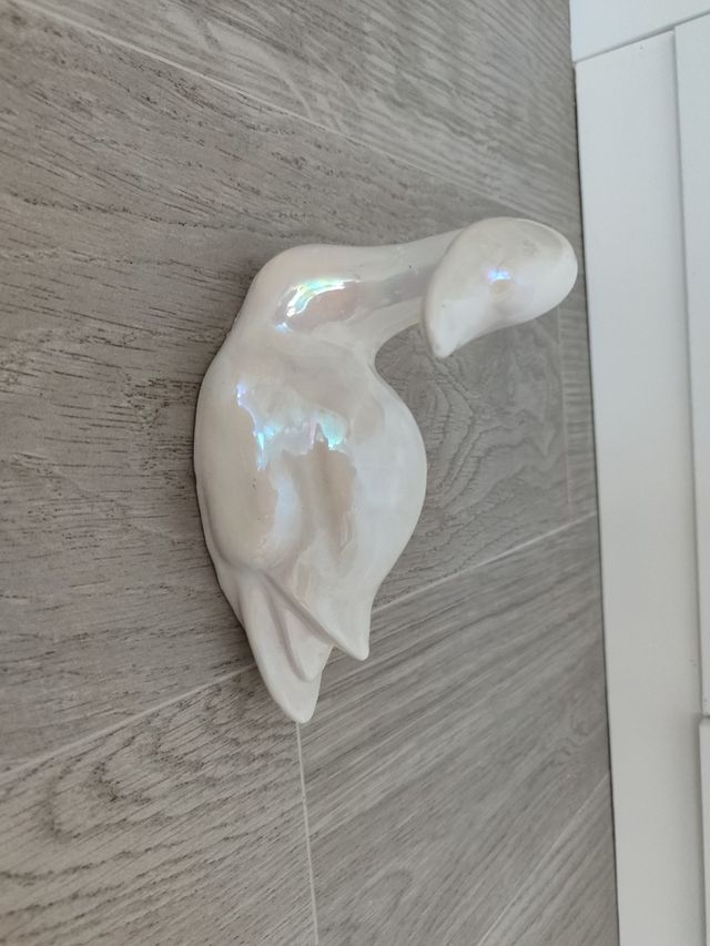 Pato blanco cerámica esmaltada