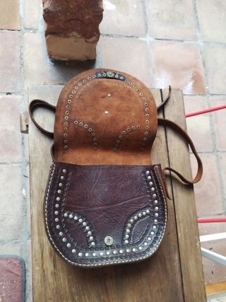 Bolso cuero artesano + regalo cinturon