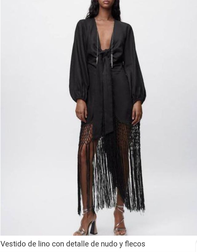 Vestido lino con flecos XS/S