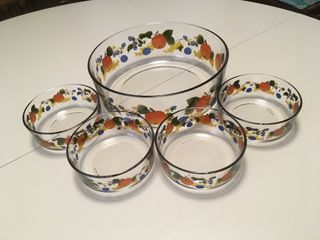 Coppette frutta in vetro vintage 5 pezzi