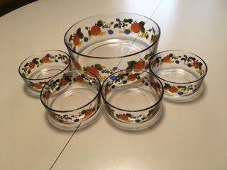 Coppette frutta in vetro vintage 5 pezzi