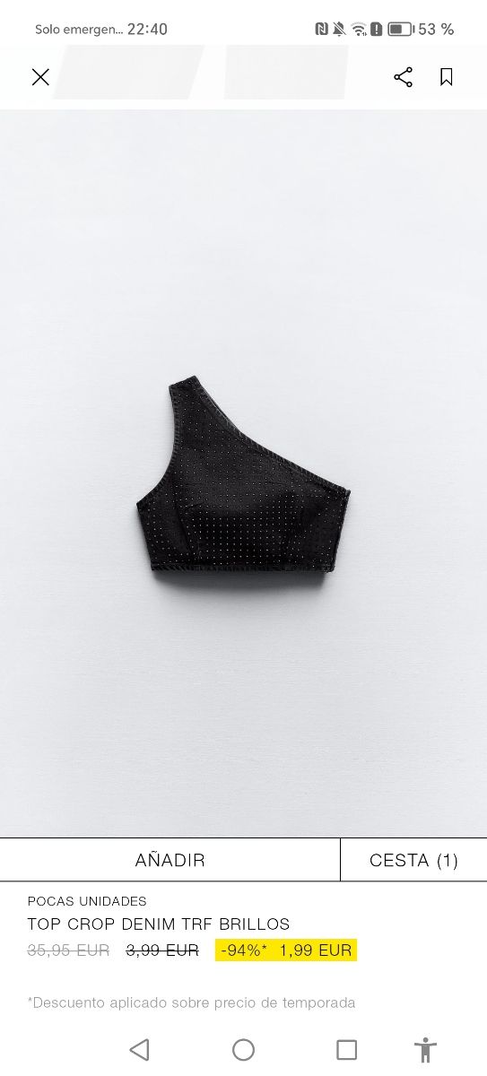 Top Crop Denim Brillos ✨ Zara