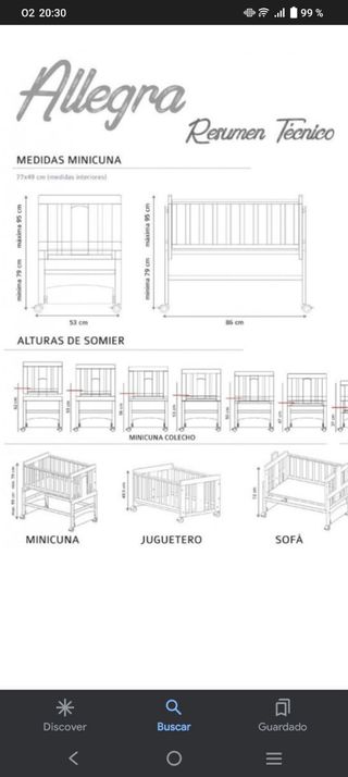 Mini cuna colecho convertible Allegra.