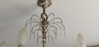 Lámpara latón con lágrimas de cristal Swarovski